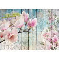 Kärkkäinen Artgeist Pink Flowers On Wood fototapetti