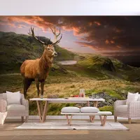 Artgeist Deer on Hill itseliimautuva fototapetti