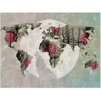 Artgeist Map of the World - Howling to the moon fototapetti