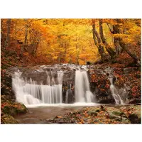 Artgeist Autumn landscape : waterfall in forest fototapetti