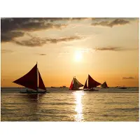 Artgeist sailing boats - sunset fototapetti