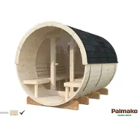 Palmako Anita 1,6+0,7 m2 lasiseinällä tynnyrisauna