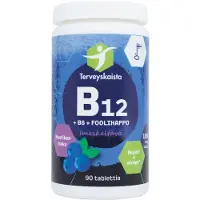 Raw Organic Terveyskaista B12 + B6 + Foolihappo, imeskeltävä (mustikka)