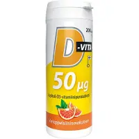 Vitabalans D-Vita veriappelsiininmakuinen 50 µg 200 tabl ravintolisä