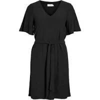 Vila Vikally V-Neck S/S Short Dress - Black - XS