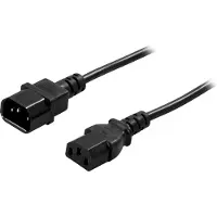 Deltaco – Laite- ja jatkokaapeli, PC & näyttö, IEC C14 - IEC C13, 2m (DEL-113)