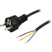 Deltaco – Laitekaapeli,maadoitettu, CEE 7/7 - avoin pää, 10 A / 250 V, 2 m (DEL-109R)