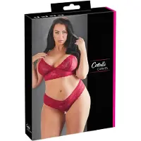 Cottelli Plus Size - alusasusetti - pehmeä pitsi - punainen - 4XL
