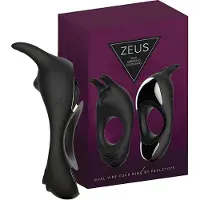 Feelztoys - Zeus Dual värisevä penisrengas, kahdella moottorilla, klitoriskiihottimella, tyylikäs, ladattava, silikoninen, musta