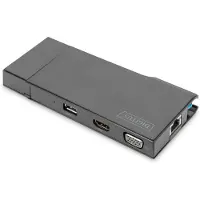 Digitus DA-70894, Langallinen, USB 3.2 Gen 1 (3.1 Gen 1) Type-A, 1000 Mbit/s, Musta, MicroSD (TransFlash), SD, 3840 x 2160 pikseliä