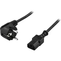 Deltaco – Laitekaapeli, PC & seinär, kulma CEE 7/7 - suora IEC C13, 0,5 (DEL-109-50)