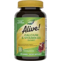Nature'S Way , Alive! Kalsium & Vitamiini D3 Gummy, Raspberry-Lemonade & Strawberry, 60 Gummies
