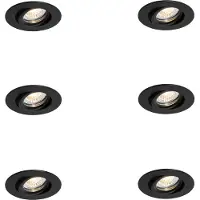 QAZQA Upotettavien kohdevalojen sarja 6 kpl musta kallistettava 6,5 cm sis. LED IP54 erittäin ohut - Pupil
