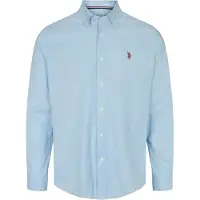 U.S. POLO ASSN. Paita 'UMCalvert' vaaleansininen / ruskea / verenpunainen