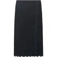 Mango Embroidered Cotton Skirt - Black - S