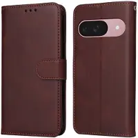 SKALO Google Pixel 9a PU-nahka Lompakkokotelo - Ruskea