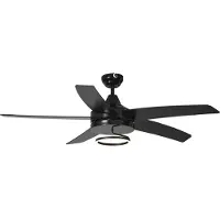 QAZQA Kattotuuletin musta 132 cm sis. LED-valon ja kaukosäätimen - Cool Anello