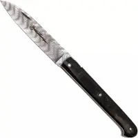 Laguiole En Aubrac Sauveterre Buffalo Crust, Handcarved Plates, Balbach Damascus, pocket knife, 11 cm