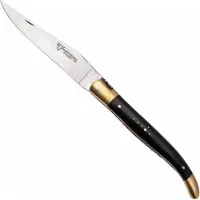 Laguiole En Aubrac Le Bijou L0212LCHB/EBBJ Ebony, Handcarved Copper Plates, Matt Brass Bolsters, pocket knife, 12 cm