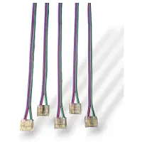 HiluX SmartClip for 12mm RGBW COB LED Strip w. 10cm cord - 5-pack