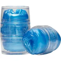 Fleshlight Quickshot Vantage - läpinäkyvä kaksipäinen masturbaattori (sininen)