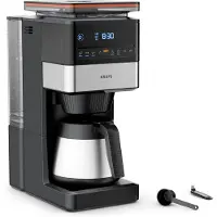 Krups Grind Aroma XL KT8428, Suodatinkahvinkeitin, Kahvipavut, Sisäänrakennettu jauhin, 1000 W, Musta, Ruostumaton teräs (KT8428 GRIND AROMA XL THERMO)