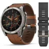 Garmin Älykello - - Fénix 8 51 mm Titaani - Safiirilasi - 2 nahka/silikonihihnaa - Akunkesto 29 päivää