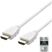 Deltaco 2.1 HDMI -näyttökaapeli, 3m, valkoinen