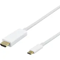 Deltaco – USB-C / HDMI -kaapeli, 4K UHD, kullattu, 3 m, valkoinen (140024)