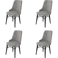 Atelier Del Sofa 4 tuolin setti Pare, harmaa/musta