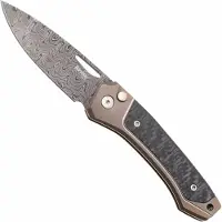 Lionsteel Twain Chad Nichols Scrambled Damascus TW-D-BR Bronze Titanium, Carbon Fiber, pocket knife, Gianni Pauletta design