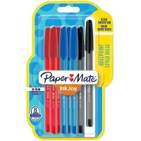 Papermate InkJoy 100 ST, Klipsi, Kuulakärkikynä, Musta, Sininen, Punainen, 8 kpl, Keskikokoinen (1956745)