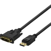 Deltaco DisplayPort – DVI-D Single Link -kaapeli, 2 m, musta