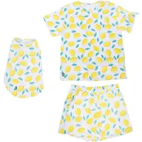 TIAKI Pet & Parent Lemon -yhteensopivat pyjamat ihmiselle L-koko + koiranpaita 35cm selänpituus