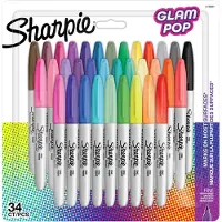Sharpie 2198891, 34 kpl, Musta, Vihreä, Oranssi, Vaaleanpunainen, Purppura, Punainen, Keltainen, Ohut pää, Musta, Oranssi, Vaaleanpunainen, Vihreä, Pu
