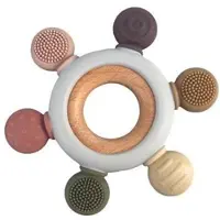 Magni Teether Rudder With Wooden Center Ring. Multi Colored, Lfbg Approved - Multi/patterned - ONE SIZE"