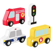 Fisher-Price Wooden Vehicle Pack, Push-Along Toys For Toddler Pretend Play, 4 Wood Pieces - Multi/patterned - ONE SIZE