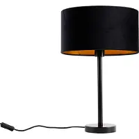 QAZQA Pöytävalaisin musta, soikea samettivärinen varjostin, 35 cm - Simplo