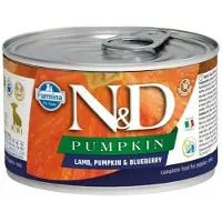 Farmina N&D Pumpkin Lamb, Pumpkin & Blueberry Puppy Mini, Koiran märkäruoka, Grain Free, 140 g
