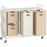 Vasagle Pyykinkori, pyykinkori 4 lokeroa, 98,6x33x80,5 cm, Beige