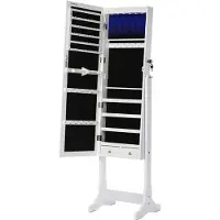 Songmics Lukittava valkoinen LED-korukaappi peilillä
