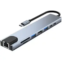 Lippa 8-in-1 87W USB-C-keskitin - PD, 4K - harmaa