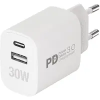 Vivanco fast gan 30w 1xusb-c pd/ usb-a home charger white