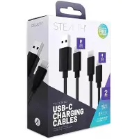Stealth SP-C50V Superfast Twin Charge Silicon Cable 2m - Black - Wired Charging cable for wireless game controller