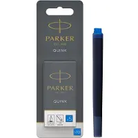 Parker Fountain Pen Ink Refill Cartridges | Long | Blue QUINK Ink | 10 Count (Blister)