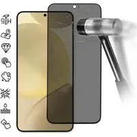Mtp Products Samsung Galaxy S25+ Yksityisyyden suoja karkaistu lasi näytönsuoja - Tukee sormenjälkilukituksen avaamista - Musta reuna