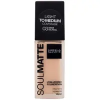 Gabriella Salvete SoulMatte Hyaluronic Foundation pitkäkestoinen meikkivoide antaa mattavaikutelman sävy 03N Beige Neutral 30 ml