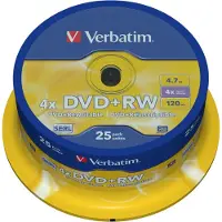 Verbatim DVD+RW, 1-4x, 4,7 GB/120 min, 25-pack spindel, SERL