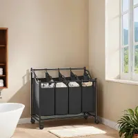 Songmics Vaatemand, LSF005, 87.5x38.5x67/81 cm, Musta, Pesukorv, LSF005, 87.5 x 38.5 x 67/81 cm, Must