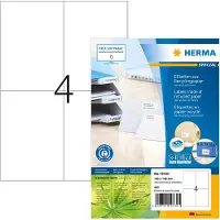 Herma 10734, Valkoinen, Itse kiinnittyvä tulostintarra, Stanssausmerkintä, Paperi, Laser/Inkjet, Kiinteä